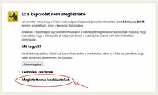 Biztonsági figyelmeztetés (Firefox, 1. lépés)